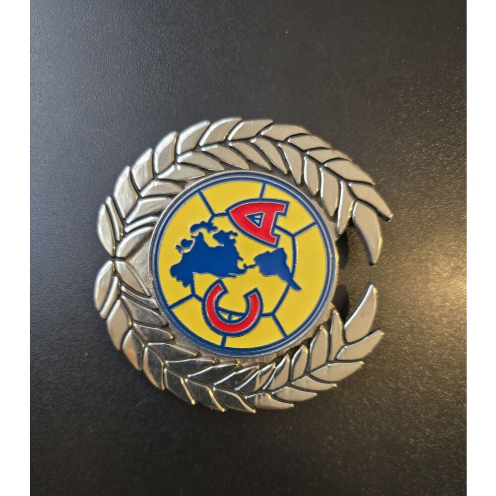 Club America RARE Beautiful 5.6 Oz. Belt Buckle 4 x 4 " Spinning Center 2.5 LOGO